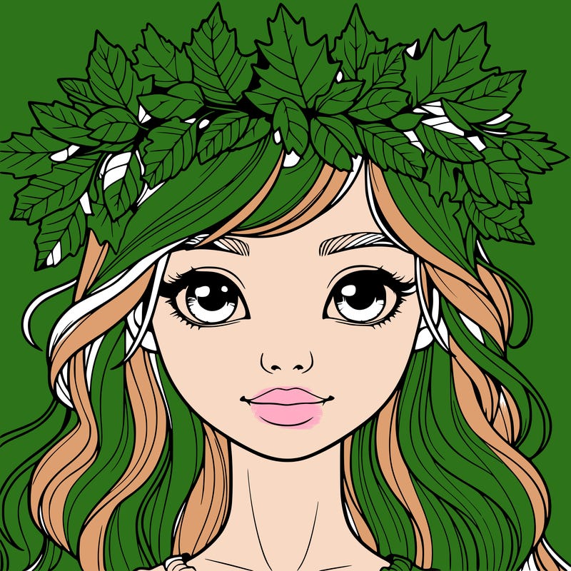 realistic girl with fall leaf crown