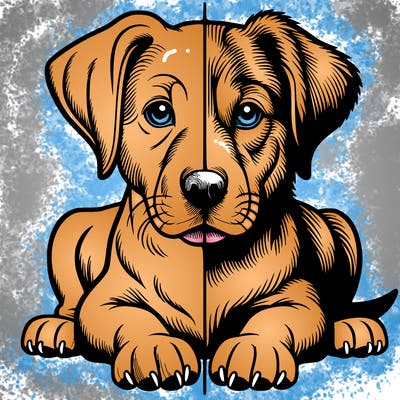 realistic dog split picture