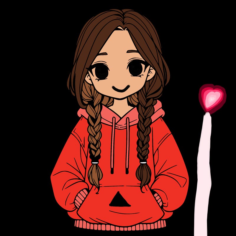 a realistic girl with a oversized hoodie and she has braids