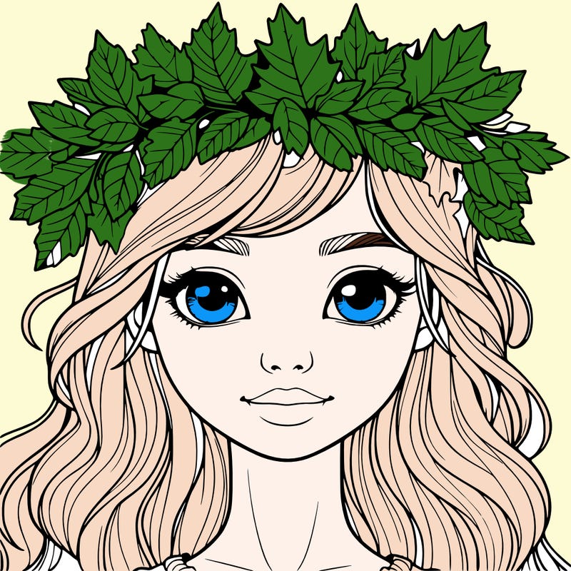 realistic girl with fall leaf crown