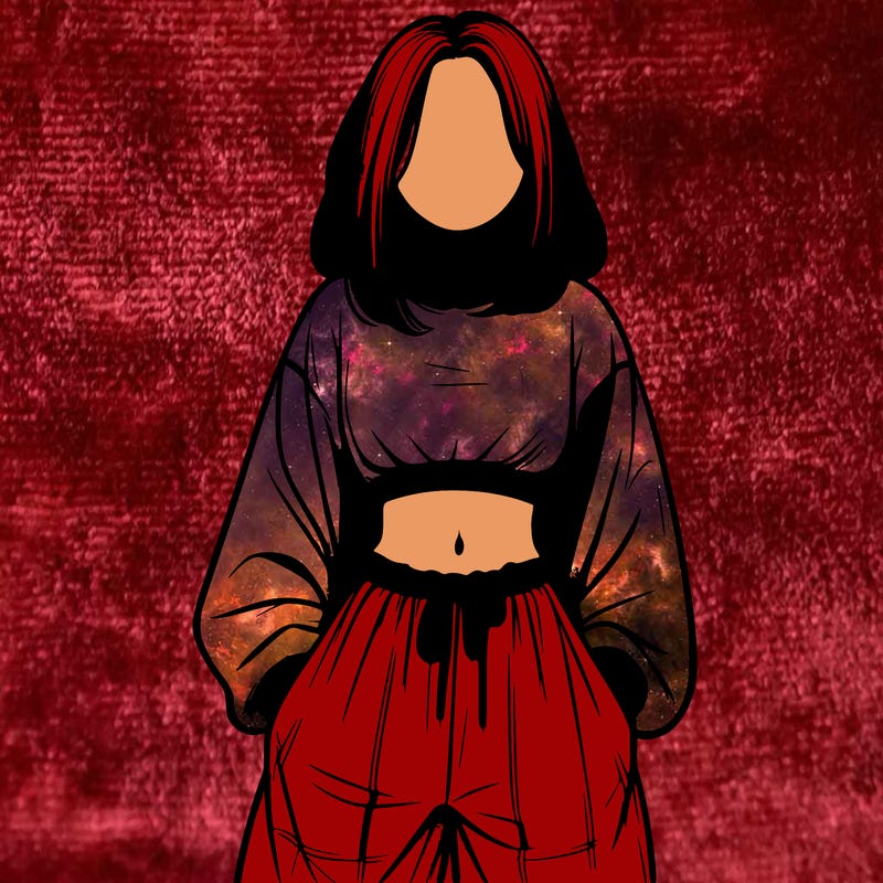 realistic girl faceless with baggy pants and a crop top