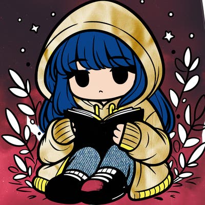 girl in oversized hoodie reading a book