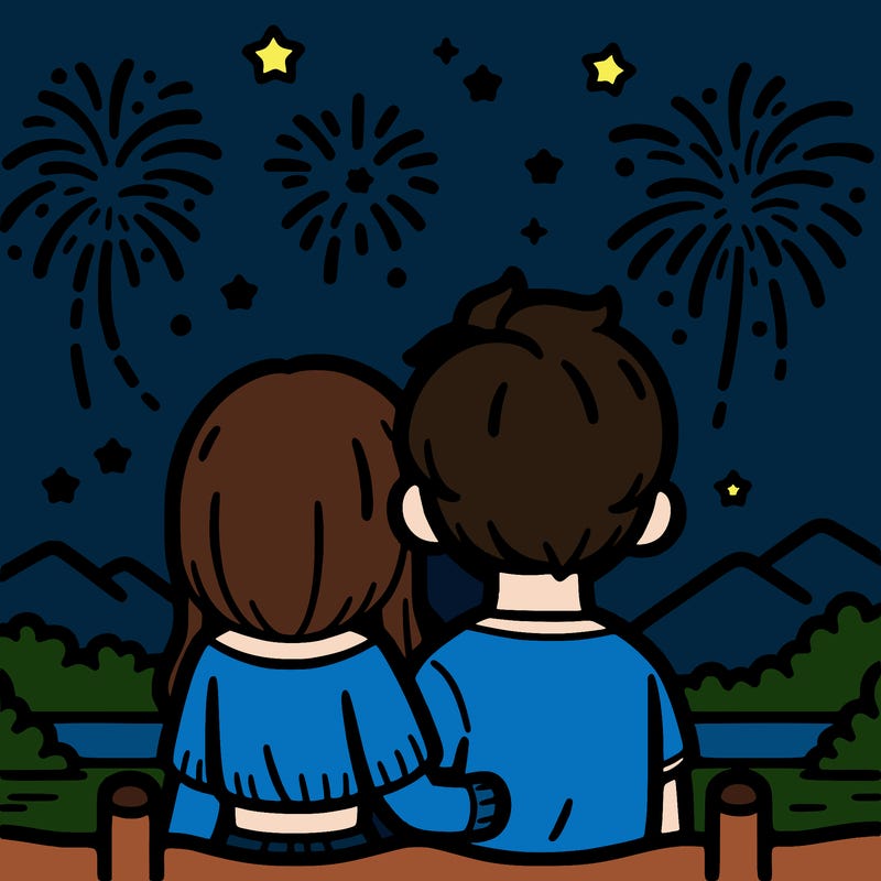 couple watching fireworks