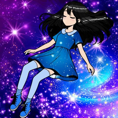 realistic girl floating