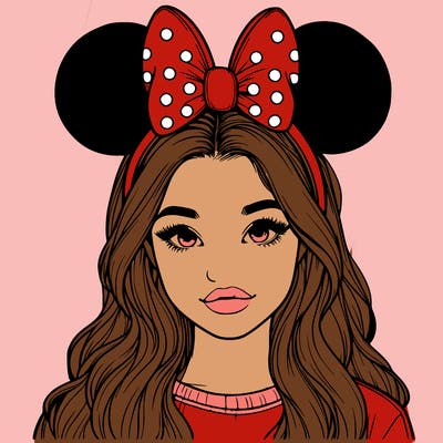 aesthetic realistic girl wearing mickey mouse ears