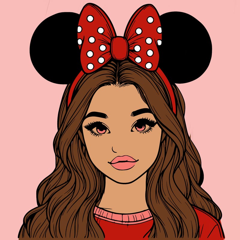 aesthetic realistic girl wearing mickey mouse ears