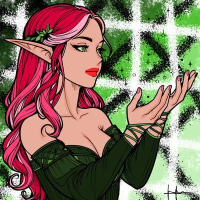 realistic elf girl doing magic