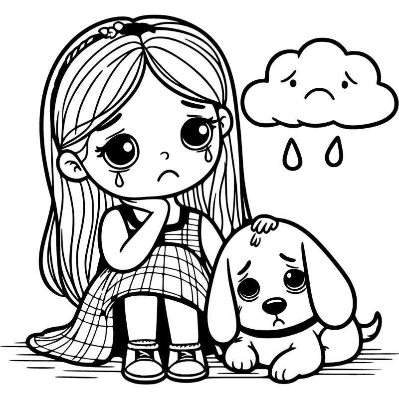 sad girl and sad dog