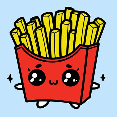 a cute. french fries