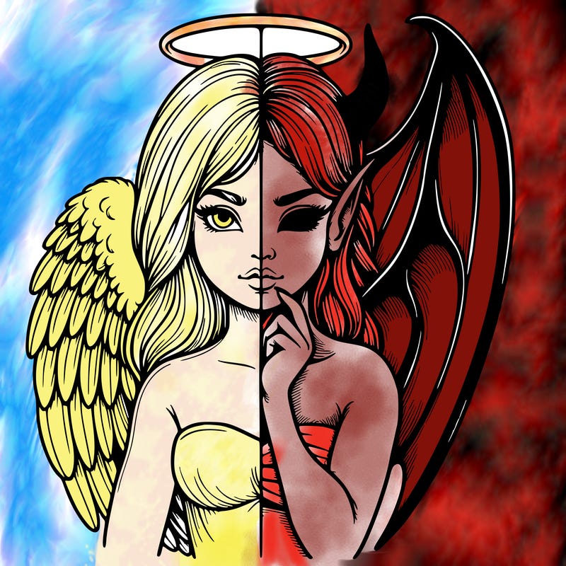 realistic angel half demon