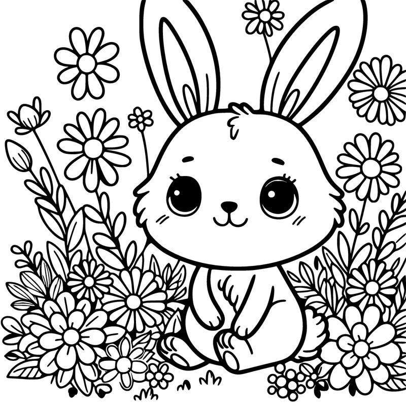 bunny in flowers