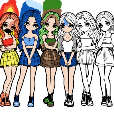 a group of girls realistic