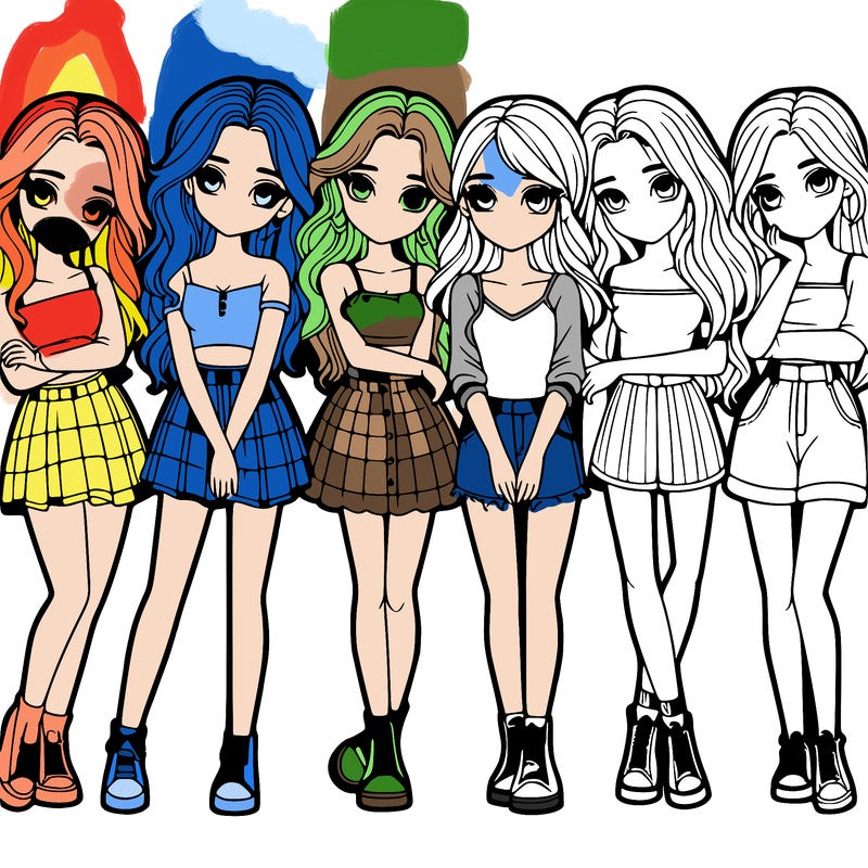 a group of girls realistic