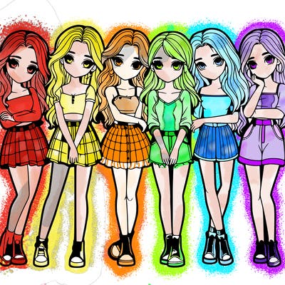 a group of girls realistic