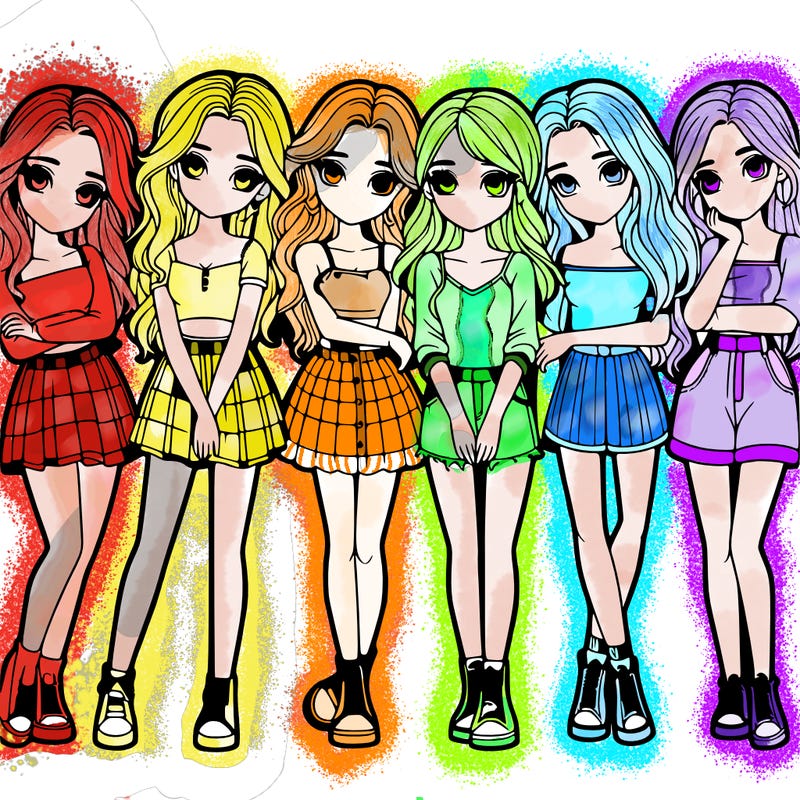 a group of girls realistic