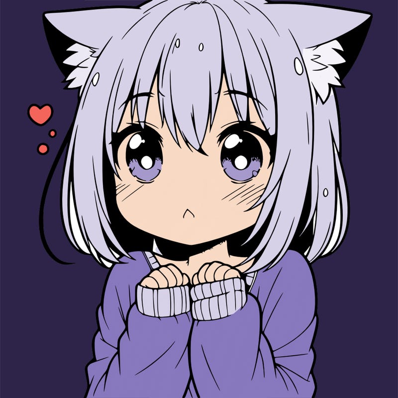 shy anime catgirl
