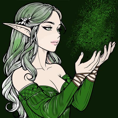 realistic elf girl doing magic