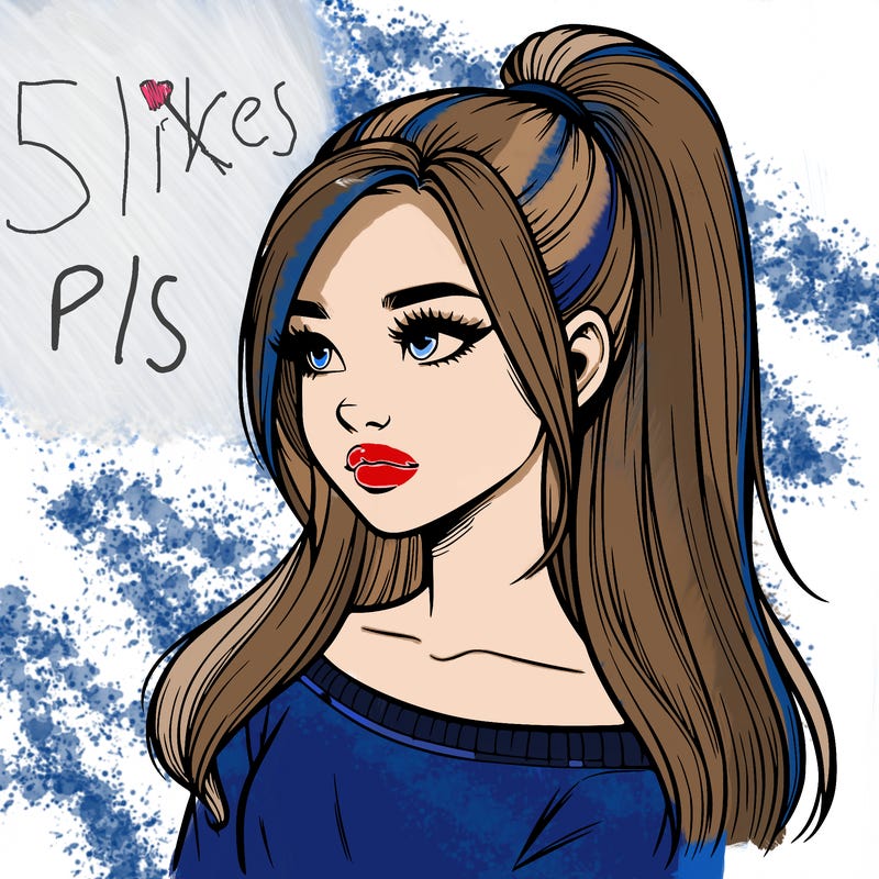 realistic girl with a high ponytail