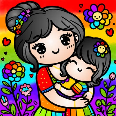 mother’s day cute girl hugging her cute mom