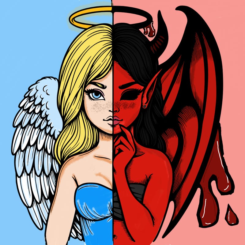 realistic angel half demon