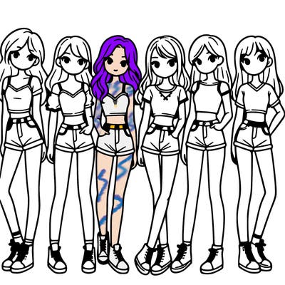 a group of girls wearing crop tops and shorts