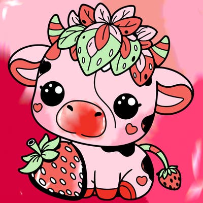 cute strawberry cow