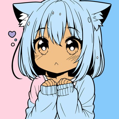 shy anime catgirl