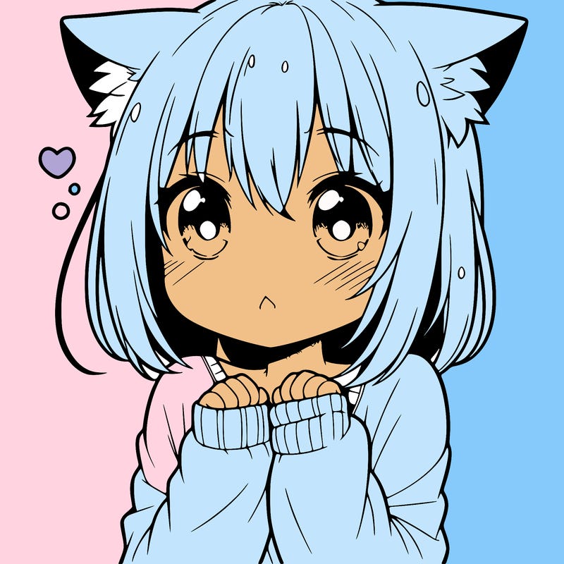 shy anime catgirl
