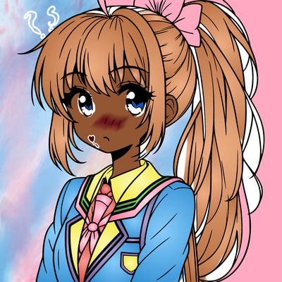 anime girl with high ponytail in a school uniform