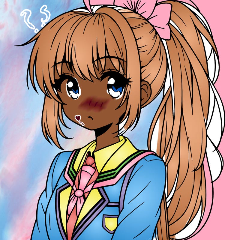 anime girl with high ponytail in a school uniform