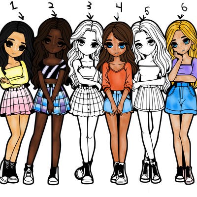 a group of girls realistic