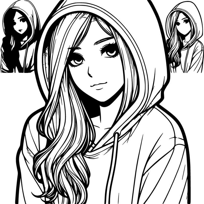 realistic girl wearing a hoodie