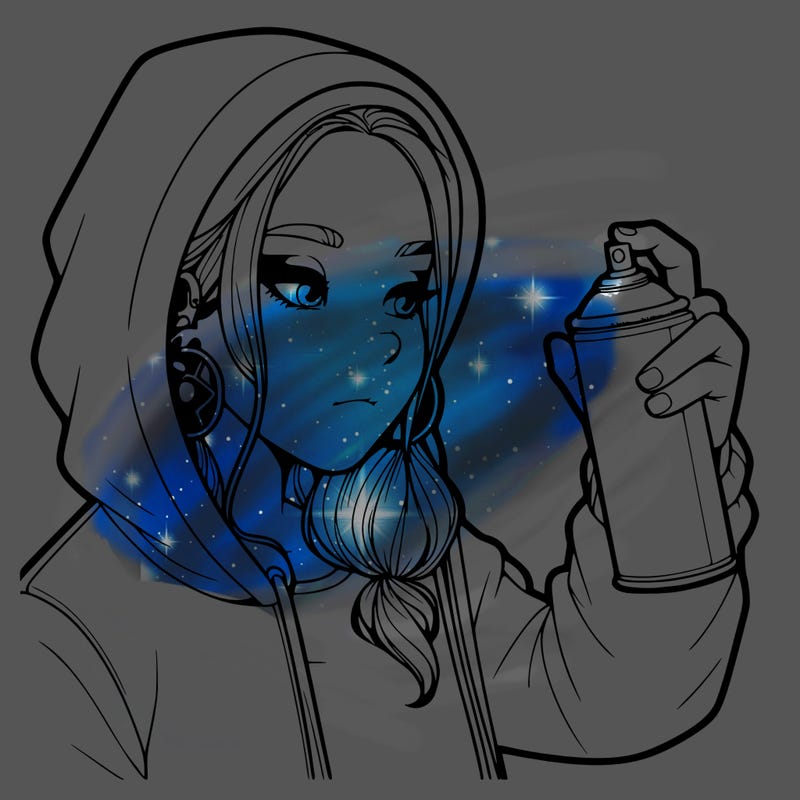 a realistic girl, spray painting