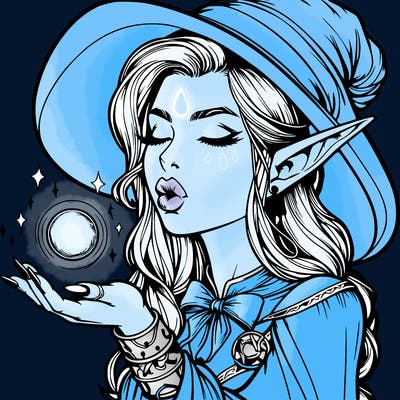 realistic elf casting a spell with lips