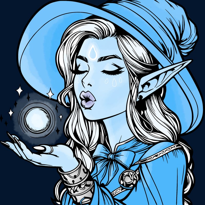 realistic elf casting a spell with lips