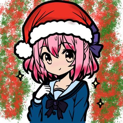anime girl wearing a santa hat