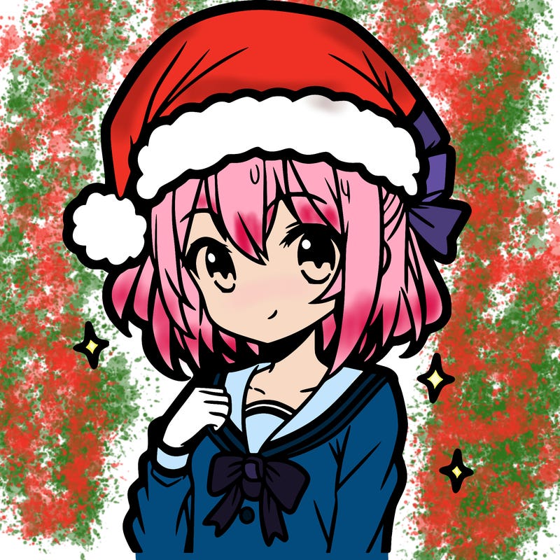 anime girl wearing a santa hat