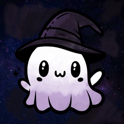 cut ghost in a witch hat