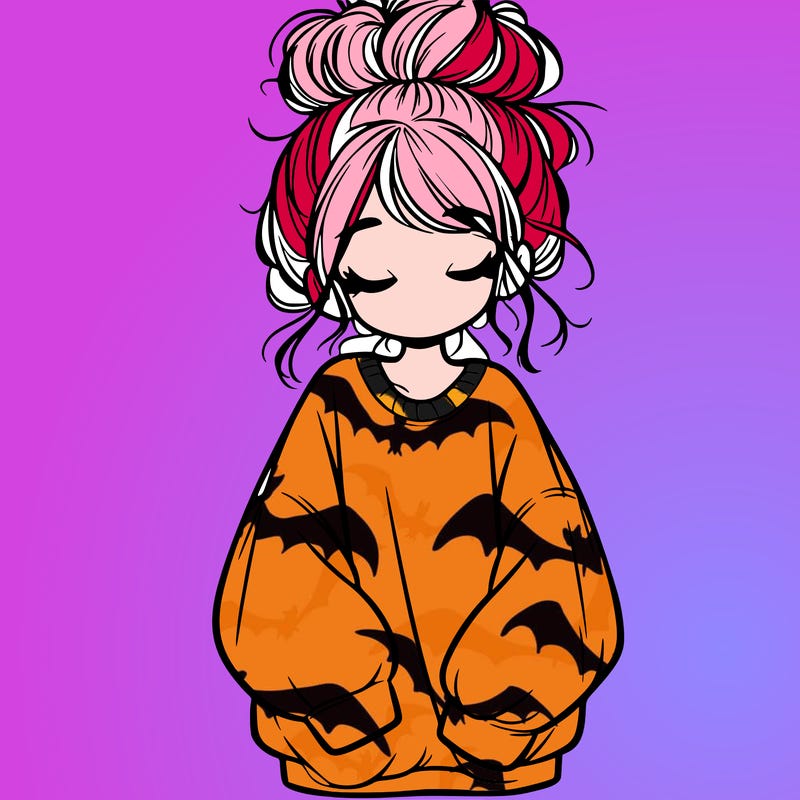 girl with baggy sweatshirt and messy bun