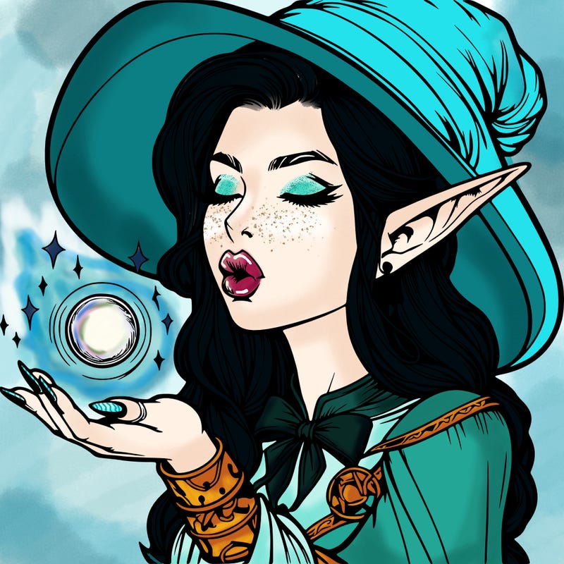 realistic elf casting a spell with lips