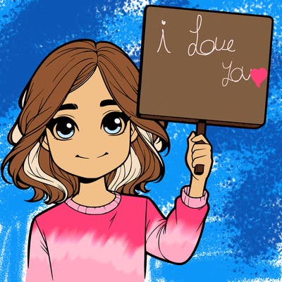 realistic girl holding up a sign