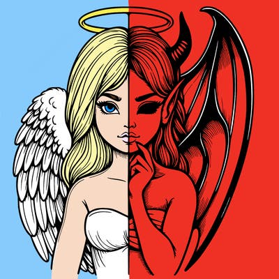 realistic angel half demon