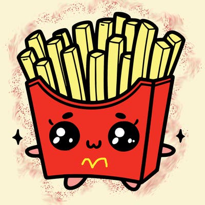a cute. french fries