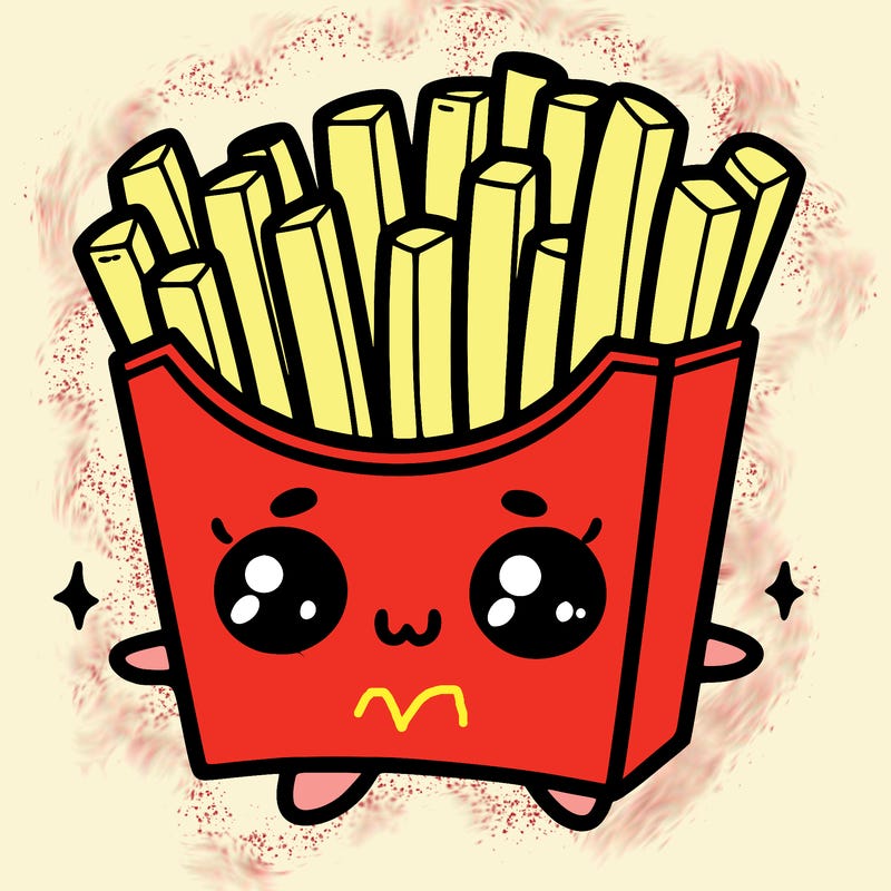 a cute. french fries