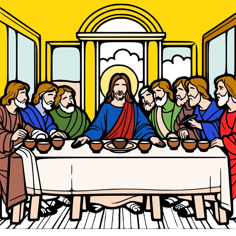 jesus shares the last supper with twelve apostles