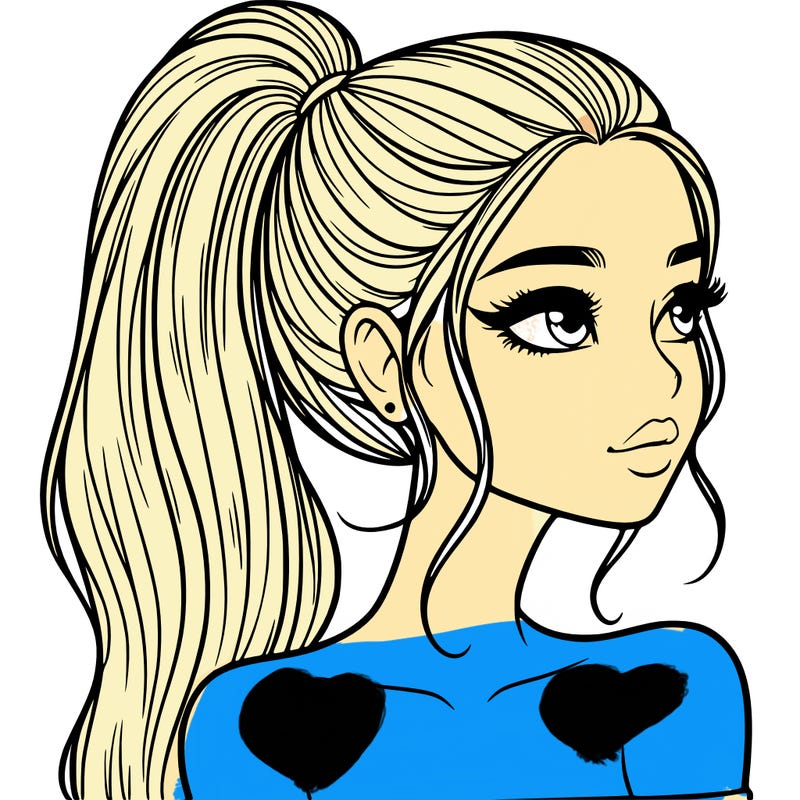 a beautiful and realistic girl with a high pony tail