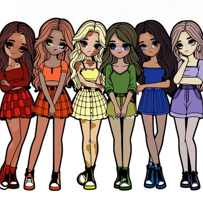 a group of girls realistic