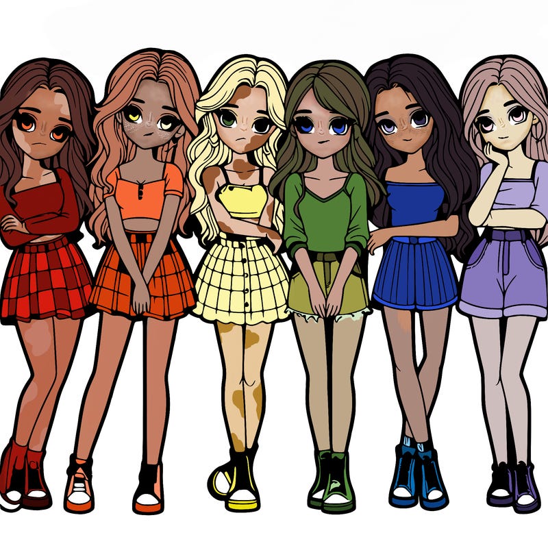 a group of girls realistic