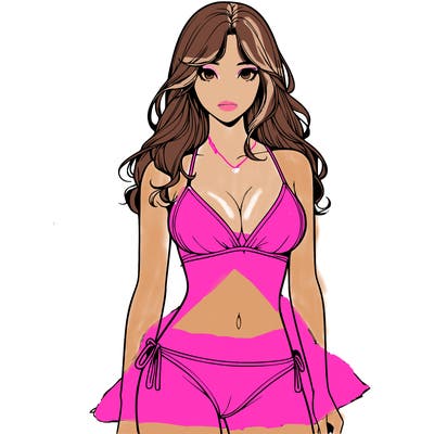 realistic girl with a revealing swimsuit