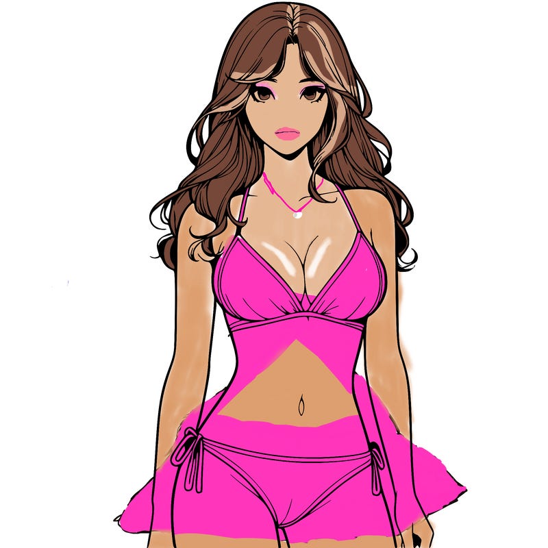 realistic girl with a revealing swimsuit